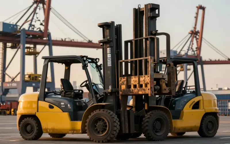 Heavy-Duty Diesel Forklifts Power Port Cargo Operations